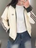 圖片 ADIDAS ORIGINALS 華夫格 雙拉鍊 拼接 立領外套 抹茶米棕