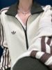圖片 ADIDAS ORIGINALS 華夫格 雙拉鍊 拼接 立領外套 抹茶米棕