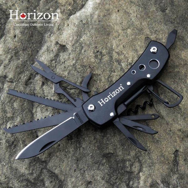 圖片 Horizon 天際線黑化生態野營求生多功能小刀/瑞士刀(Safari Knife/不鏽鋼瑞士刀)