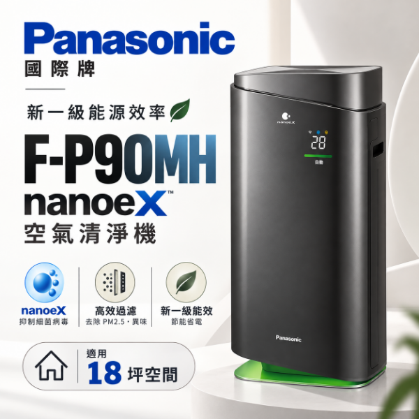 圖片 Panasonic 國際牌 能源效率18坪 nanoeX 空氣清淨機 F-P90MH