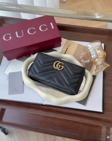 圖片 【GUCCI】MARMONT 皮革拉鍊長夾 黑金