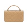 圖片 Chanel Coco Handle Mini 羊皮金釦手提斜背口蓋包(AP3226-奶茶色)